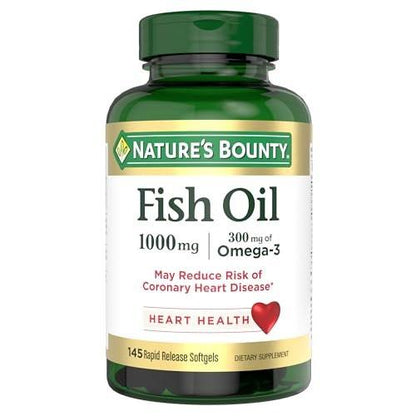 Nature's Bounty Fischöl 1000 mg, Kapseln zur Unterstützung der Herzgesundheit, 145 Stück