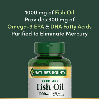 Nature's Bounty Fischöl, 300 mg Omega-3, 120 überzogene Weichkapseln – Unterstützt die Herzgesundheit