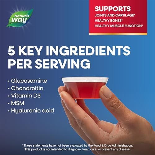 Nature's Way Ultra-Stärke Gelenkbewegung Glucosamin Flüssigkeit, Glucosamin, Chondroitin, MSM mit Vitamin D3 & Hyaluronsäure, schnell absorbierende Flüssigkeit, Gelenkunterstützung*, Beerengeschmack, 473 ml