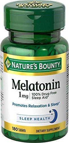 Nature's Bounty Melatonin, 100% Arzneimittelfreies Schlafmittel, Fördert Entspannung und Schlafgesundheit, 1mg, 180 Tabletten