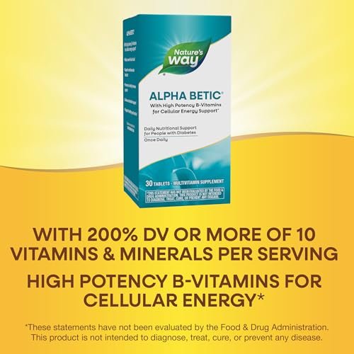 Nature's Way alpha betic Diabetiker Multivitamin – Tägliche Nährstoffunterstützung mit B-Vitaminen, Alpha-Liponsäure, Taurin, Lutein – 30 Tabletten