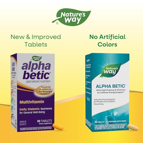 Nature's Way alpha betic Diabetiker Multivitamin – Tägliche Nährstoffunterstützung mit B-Vitaminen, Alpha-Liponsäure, Taurin, Lutein – 30 Tabletten