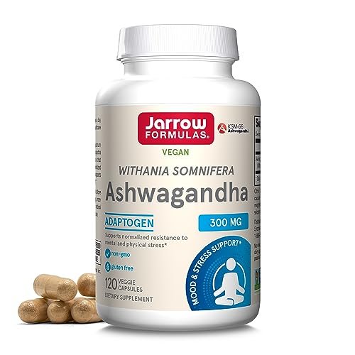 Jarrow Formulas Ashwagandha Kapseln, 300 mg, Unterstützt die normale Stressresistenz, 120 vegane Kapseln, 60 Tage Vorrat