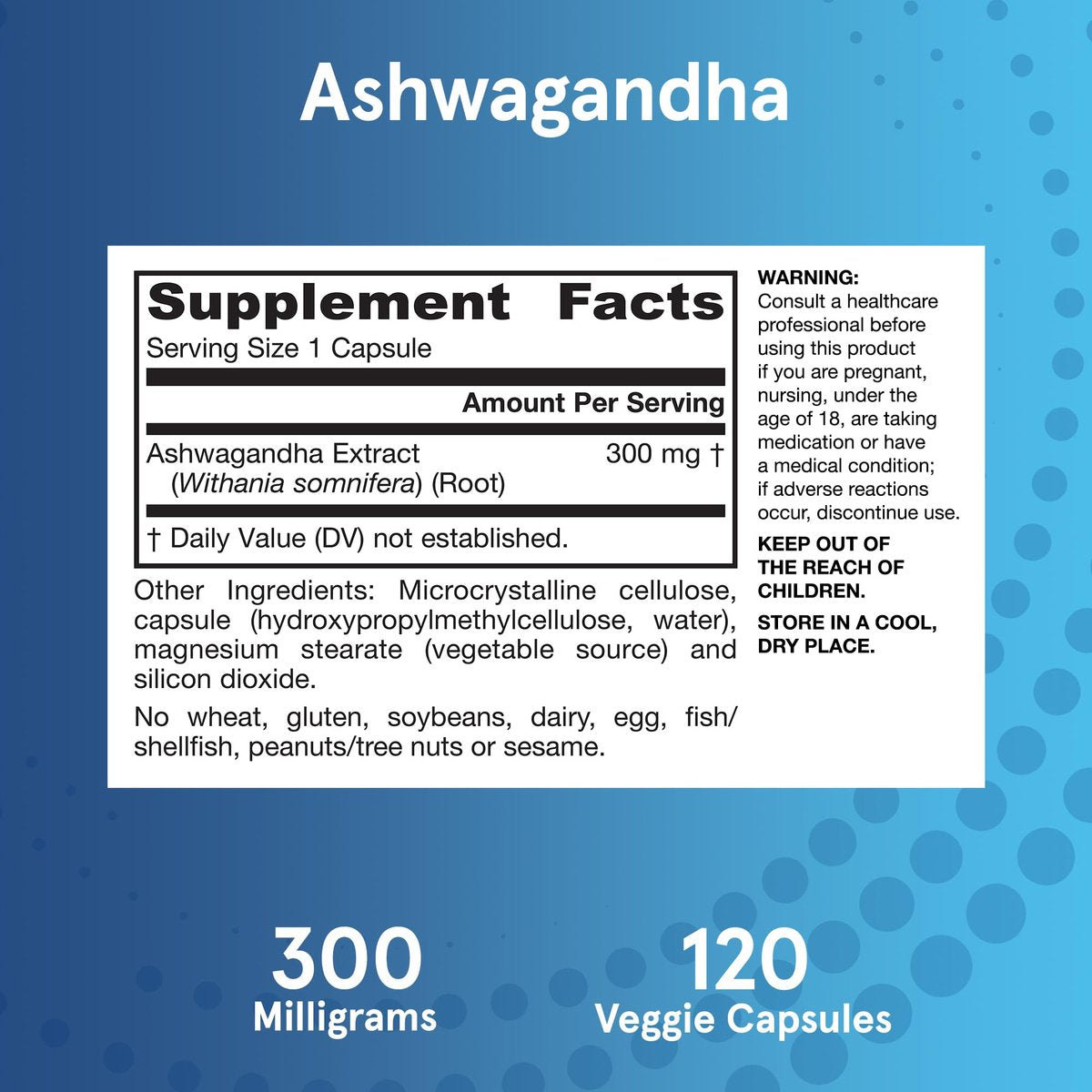 Jarrow Formulas Ashwagandha Kapseln, 300 mg, Unterstützt die normale Stressresistenz, 120 vegane Kapseln, 60 Tage Vorrat