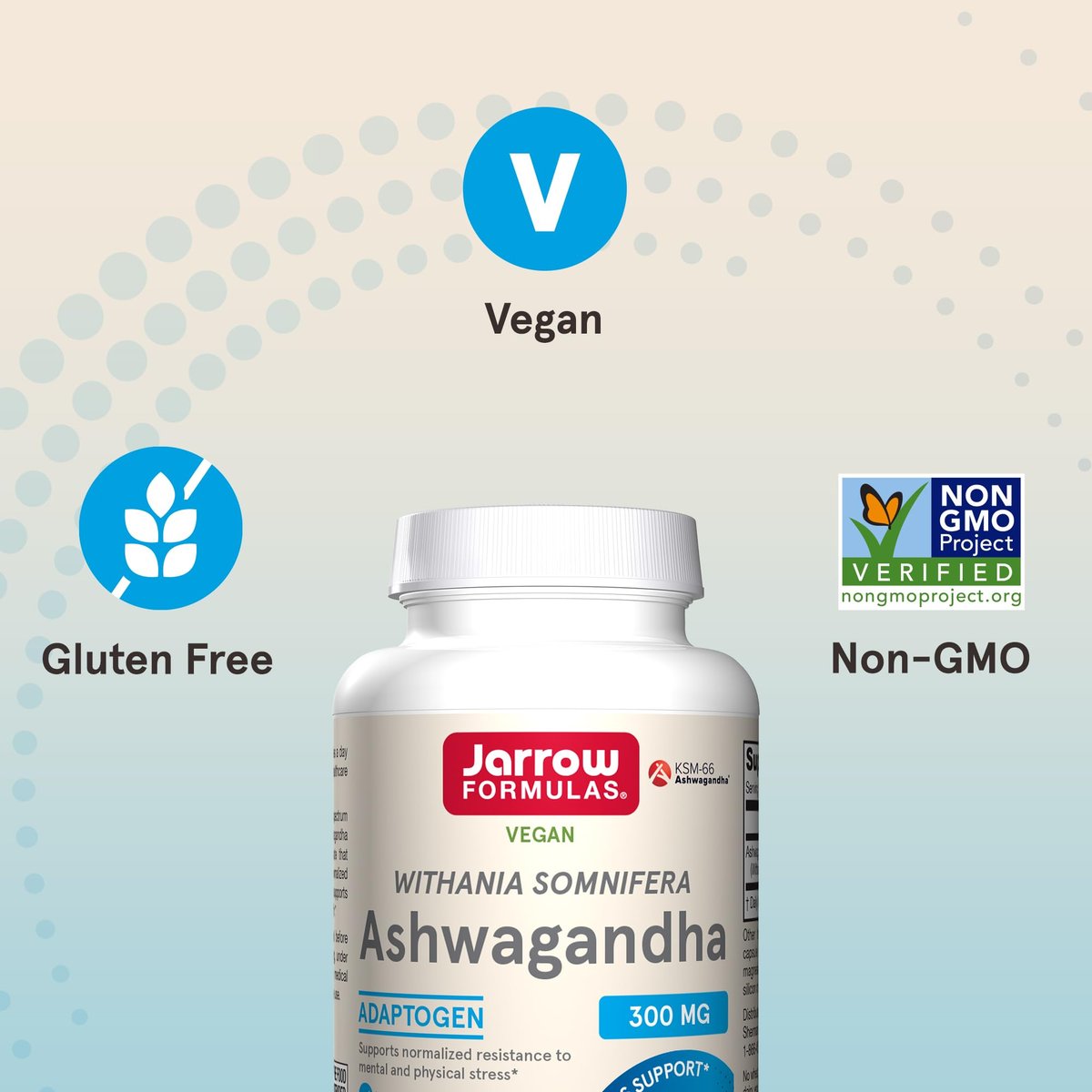 Jarrow Formulas Ashwagandha Kapseln, 300 mg, Unterstützt die normale Stressresistenz, 120 vegane Kapseln, 60 Tage Vorrat
