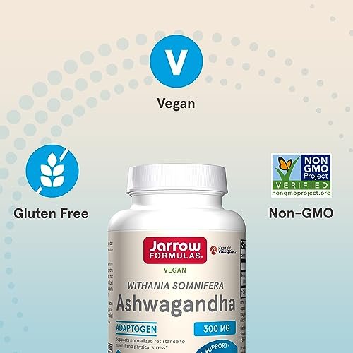 Jarrow Formulas Ashwagandha Kapseln, 300 mg, Unterstützt die normale Stressresistenz, 120 vegane Kapseln, 60 Tage Vorrat