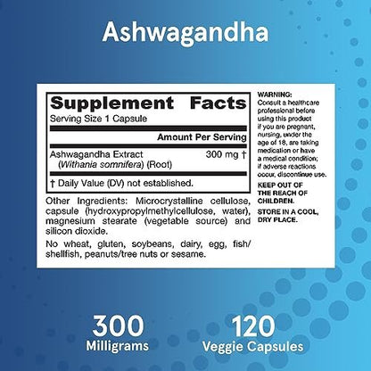 Jarrow Formulas Ashwagandha Kapseln, 300 mg, Unterstützt die normale Stressresistenz, 120 vegane Kapseln, 60 Tage Vorrat