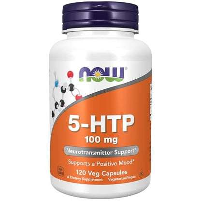 NOW Foods 5-HTP 100 mg, 120 Kapseln – Unterstützung für Neurotransmitter und Wohlbefinden