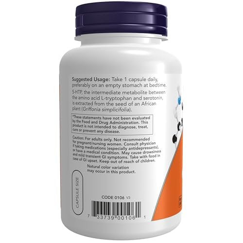 NOW Foods 5-HTP 100 mg, 120 Kapseln – Unterstützung für Neurotransmitter und Wohlbefinden