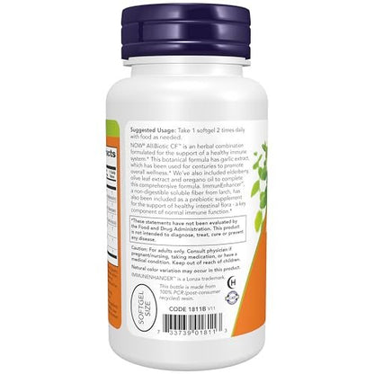 NOW Foods AlliBiotic CF™ – Knoblauch-, Olivenblatt-, Holunder- und Oregano-Extrakt, nicht schläfrig machende Formel, 60 Softgels