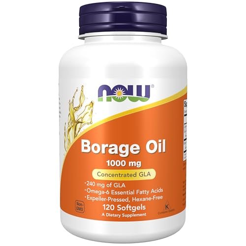 NOW Foods Borage Oil 1000 mg – 120 Softgels mit 240 mg GLA (Gamma-Linolensäure)