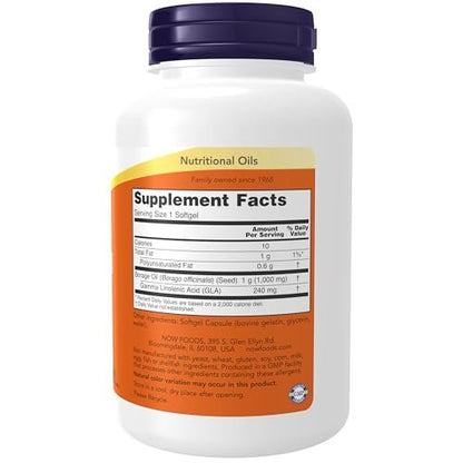 NOW Foods Borage Oil 1000 mg – 120 Softgels mit 240 mg GLA (Gamma-Linolensäure)
