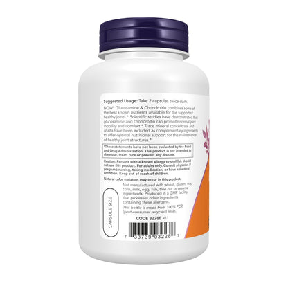 NOW Foods Glucosamin & Chondroitin mit Spurenelementkonzentrat und Alfalfa, 120 Kapseln