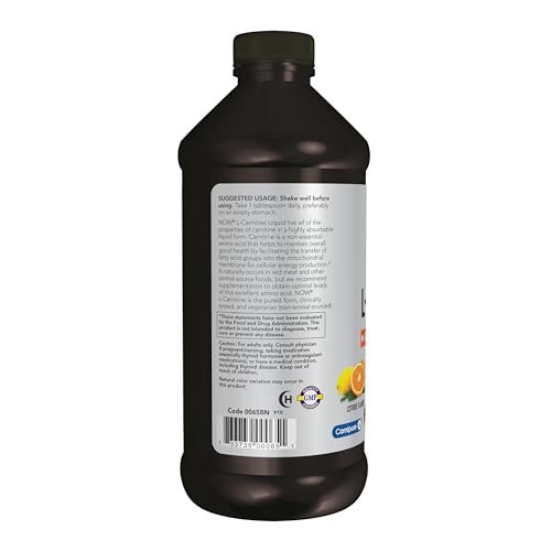 NOW Foods L-Carnitin Flüssigkeit 1000 mg – Hoch absorbierbar, Zitrusgeschmack, 473 ml
