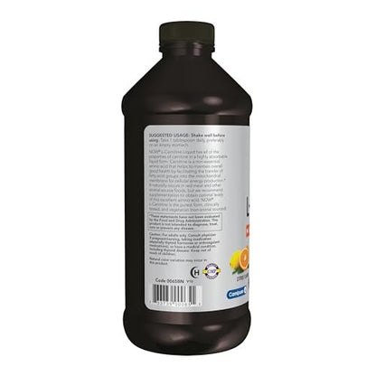 NOW Foods L-Carnitin Flüssigkeit 1000 mg – Hoch absorbierbar, Zitrusgeschmack, 473 ml