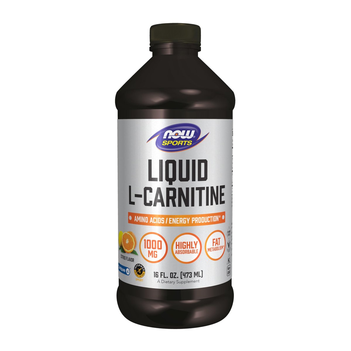 NOW Foods L-Carnitin Flüssigkeit 1000 mg – Hoch absorbierbar, Zitrusgeschmack, 473 ml