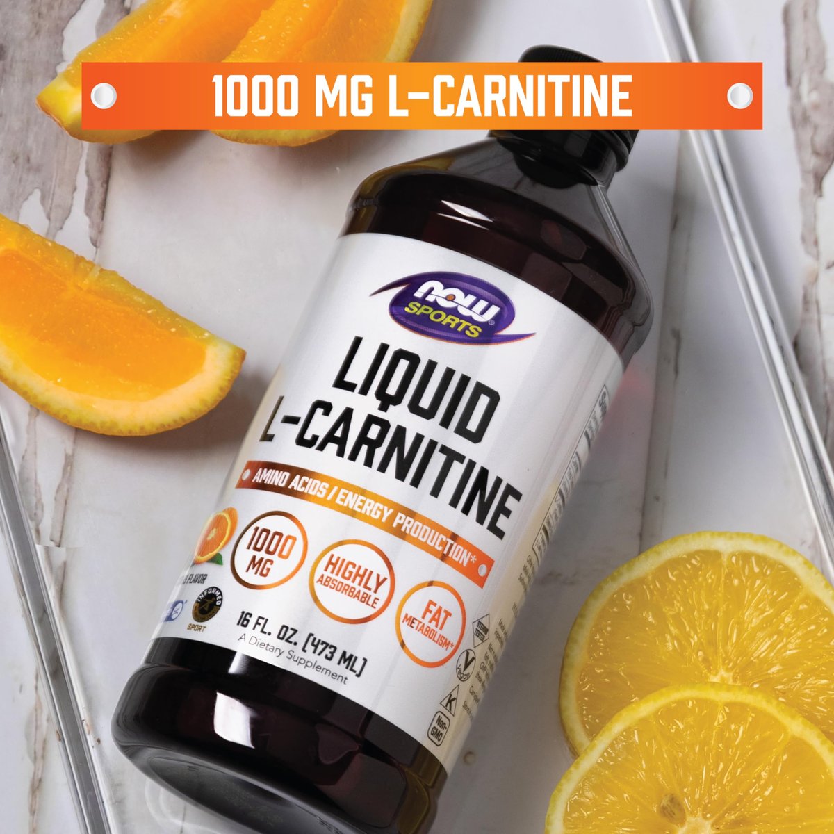 NOW Foods L-Carnitin Flüssigkeit 1000 mg – Hoch absorbierbar, Zitrusgeschmack, 473 ml