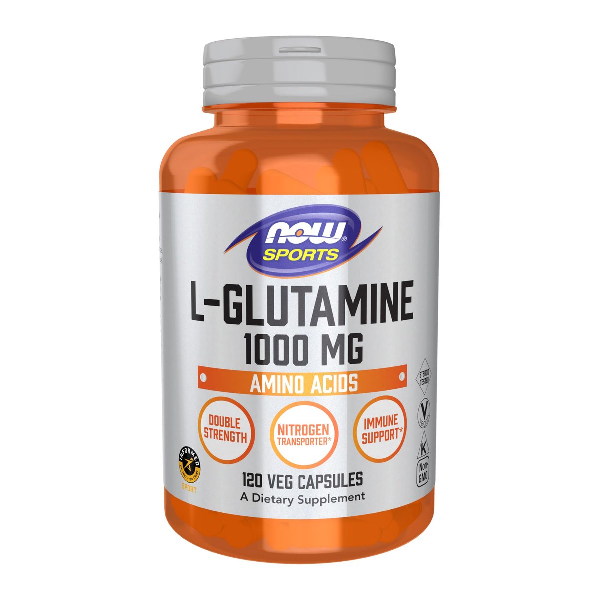 NOW Foods L-Glutamin Doppelte Stärke 1.000 mg, Aminosäure, 120 vegane Kapseln