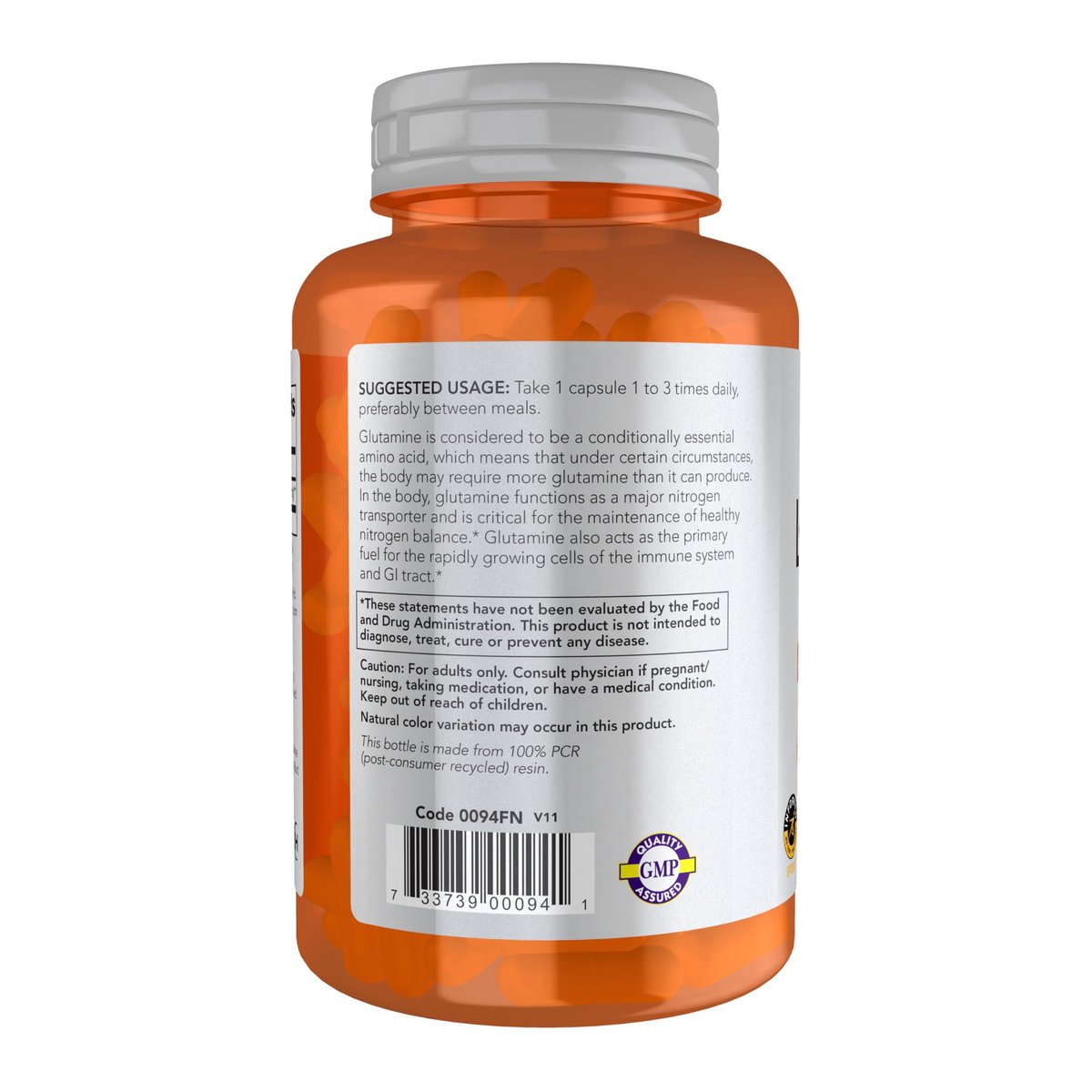 NOW Foods L-Glutamin Doppelte Stärke 1.000 mg, Aminosäure, 120 vegane Kapseln