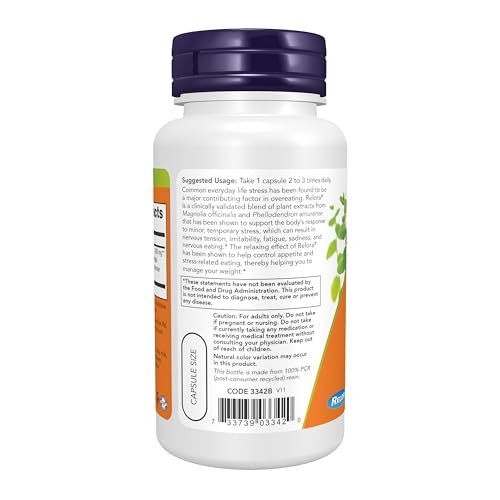 NOW Foods Relora 300 mg – Pflanzenextrakt aus Magnolia officinalis und Phellodendron amurense, 60 vegane Kapseln