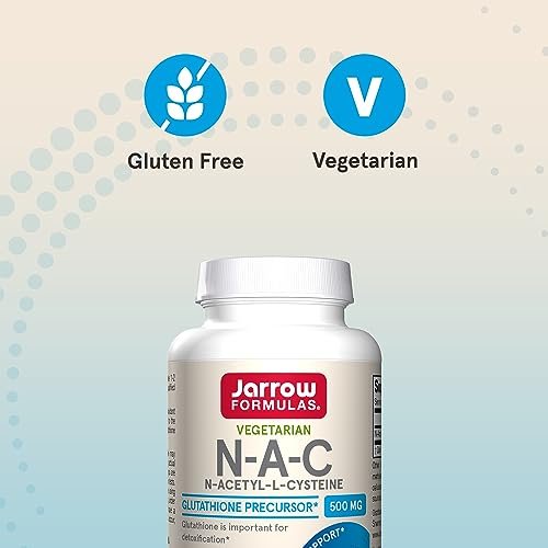 Jarrow Formulas® N-A-C 500 mg – Nahrungsergänzungsmittel mit Antioxidantien für die Lebergesundheit, 60 vegane Kapseln, 60-Tage-Vorrat