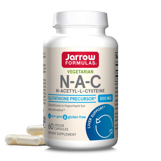Jarrow Formulas® N-A-C 500 mg – Nahrungsergänzungsmittel mit Antioxidantien für die Lebergesundheit, 60 vegane Kapseln, 60-Tage-Vorrat