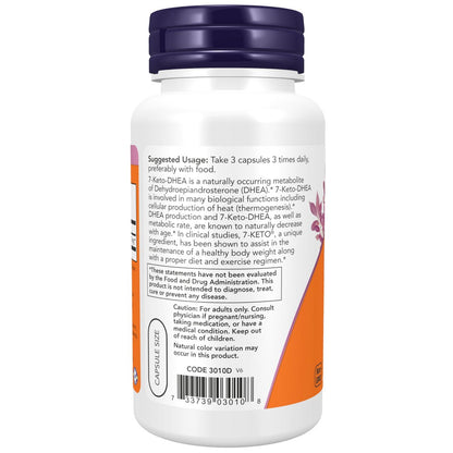 NOW Foods 7-Keto (DHEA Acetat-7-on) 25 mg, 90 vegane Kapseln – Unterstützt das Gewichtsmanagement*