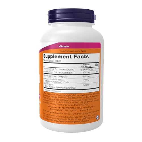 NOW Foods Vitamin C-1000 Komplex mit 250 mg Bioflavonoiden, gepuffert, Antioxidantien-Schutz*, 180 Tabletten