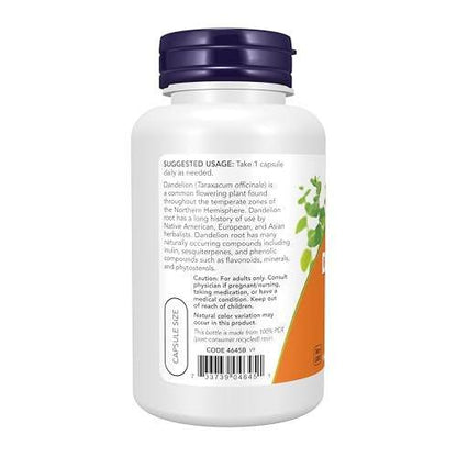 NOW Foods Dandelion Root 500 mg – 100 vegane Kapseln, Kräuterergänzung