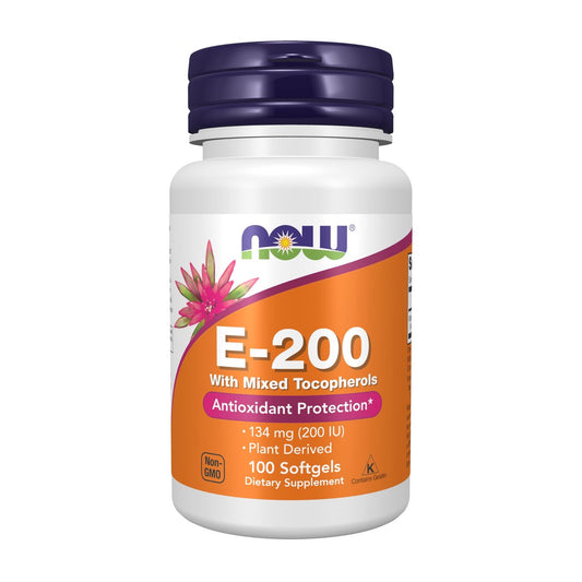 NOW Foods Vitamin E-200 IE mit gemischten Tocopherolen, Antioxidantien-Schutz*, 100 Weichkapseln