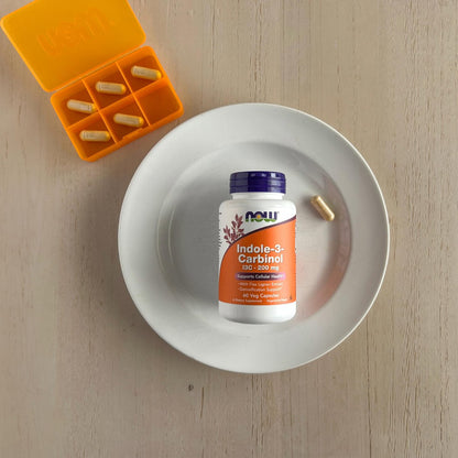 NOW Foods Indol-3-Carbinol 200 mg mit Flachsamen-Extrakt, 60 vegane Kapseln