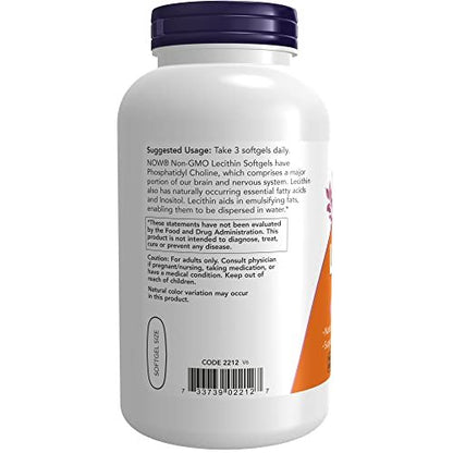 NOW Foods Lecithin 1200 mg – 200 Softgels mit natürlich vorkommendem Phosphatidylcholin