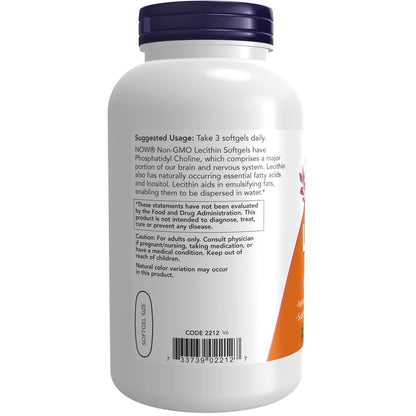 NOW Foods Lecithin 1200 mg – 200 Softgels mit natürlich vorkommendem Phosphatidylcholin