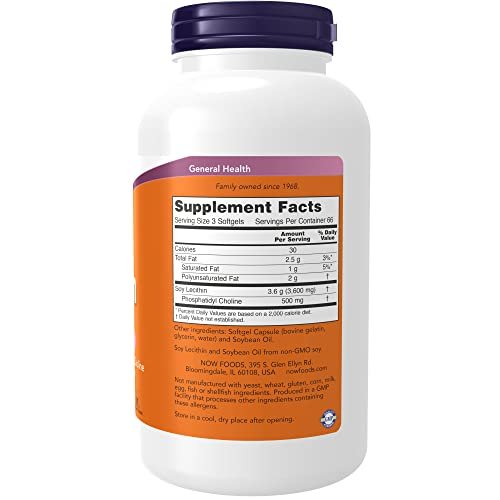 NOW Foods Lecithin 1200 mg – 200 Softgels mit natürlich vorkommendem Phosphatidylcholin