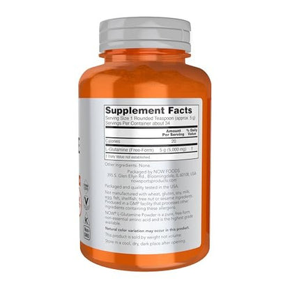 NOW Foods L-Glutamin reines Pulver – Stickstofftransporter & Aminosäure, 170 g