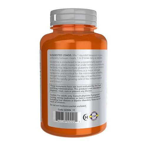 NOW Foods L-Glutamin reines Pulver – Stickstofftransporter & Aminosäure, 170 g
