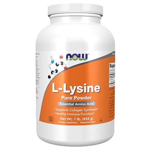 NOW Foods L-Lysin Pulver, 1 Pfund – Unterstützt die Kollagensynthese, essentielle Aminosäure