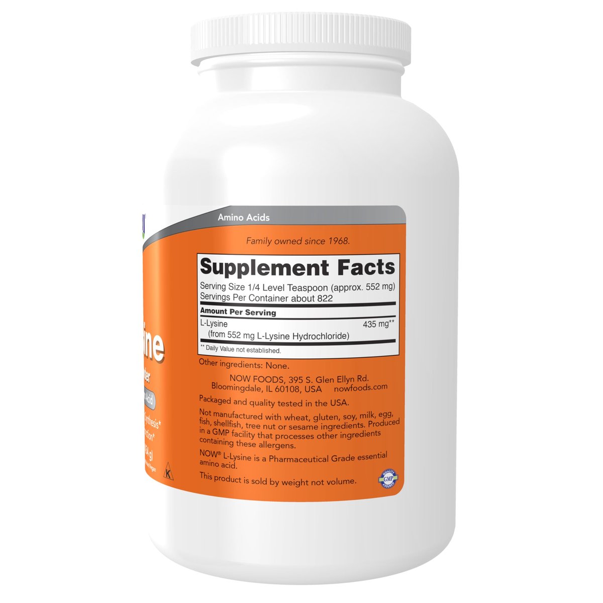 NOW Foods L-Lysin Pulver, 1 Pfund – Unterstützt die Kollagensynthese, essentielle Aminosäure