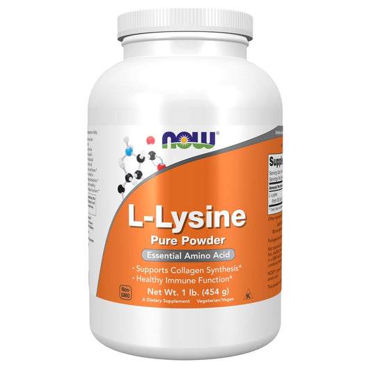NOW Foods L-Lysin Pulver, 1 Pfund – Unterstützt die Kollagensynthese, essentielle Aminosäure