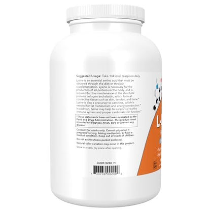 NOW Foods L-Lysin Pulver, 1 Pfund – Unterstützt die Kollagensynthese, essentielle Aminosäure