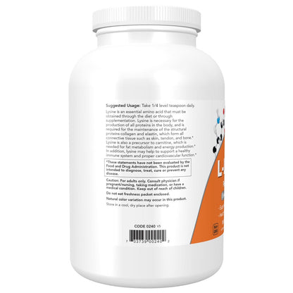 NOW Foods L-Lysin Pulver, 1 Pfund – Unterstützt die Kollagensynthese, essentielle Aminosäure