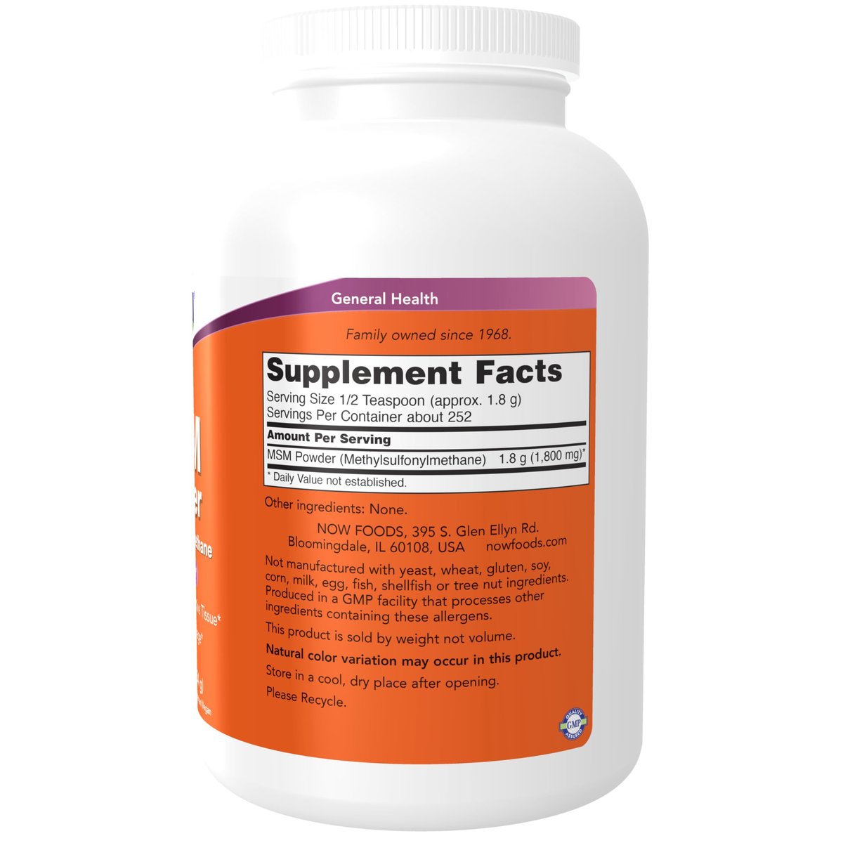 NOW Foods MSM (Methylsulfonylmethan) Pulver – 1 Pfund (454 g) – Unterstützt gesunde Knorpel und Gelenke*