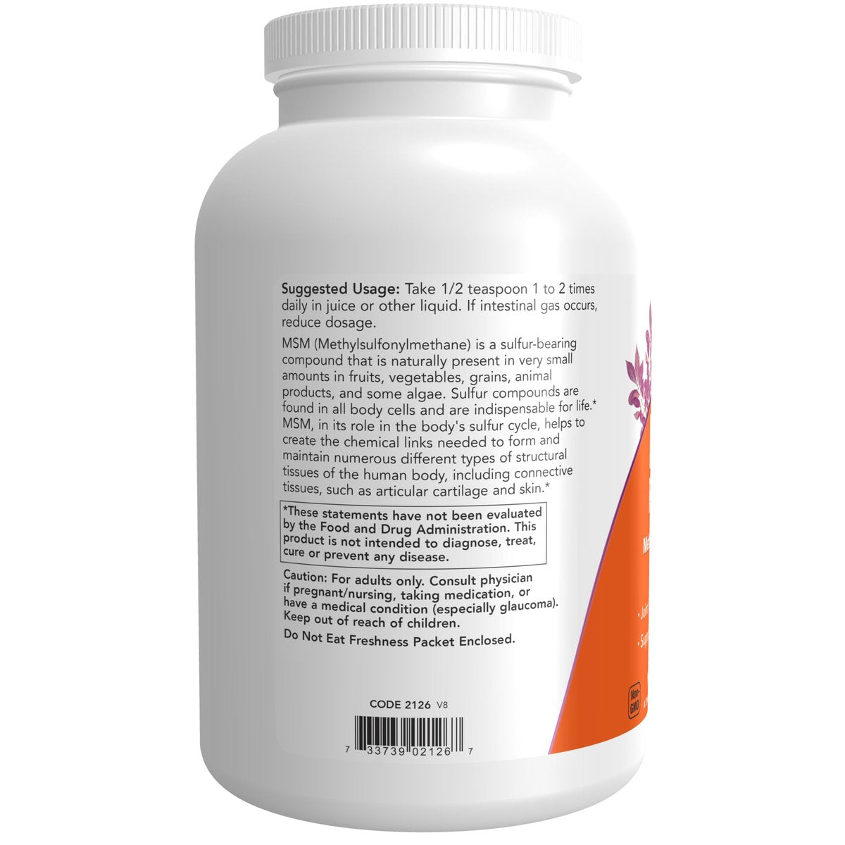 NOW Foods MSM (Methylsulfonylmethan) Pulver – 1 Pfund (454 g) – Unterstützt gesunde Knorpel und Gelenke*