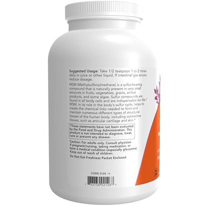 NOW Foods MSM (Methylsulfonylmethan) Pulver – 1 Pfund (454 g) – Unterstützt gesunde Knorpel und Gelenke*