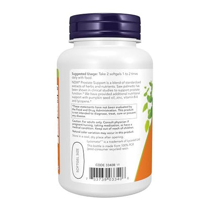 NOW Foods Prostat Unterstützung mit Sägepalme, Brennnessel & Lycopin – 90 Softgels