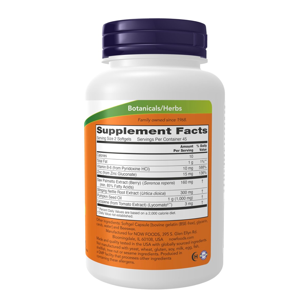 NOW Foods Prostat Unterstützung mit Sägepalme, Brennnessel & Lycopin – 90 Softgels