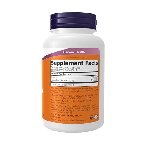 NOW Foods Quercetin mit Bromelain – 120 vegane Kapseln für ein ausgewogenes Immunsystem