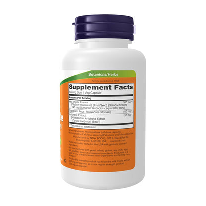 NOW Foods Silymarin Mariendistel Extrakt 300 mg mit Artischocke und Löwenzahn, Doppelte Stärke, Unterstützt die Leberfunktion*, 100 vegane Kapseln