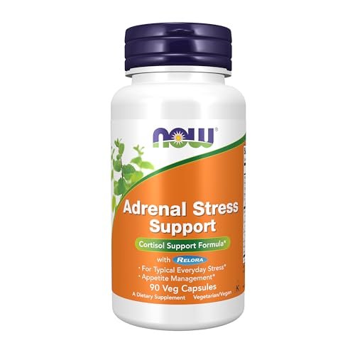 NOW Foods Nahrungsergänzungsmittel, Adrenal Stress Support, Cortisol-Unterstützungsformel* mit Relora®, für typischen Alltagsstress*, Appetitmanagement*, 90 vegane Kapseln