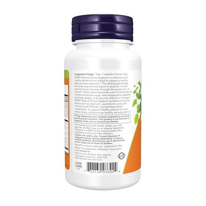 NOW Foods Nahrungsergänzungsmittel, Adrenal Stress Support, Cortisol-Unterstützungsformel* mit Relora®, für typischen Alltagsstress*, Appetitmanagement*, 90 vegane Kapseln